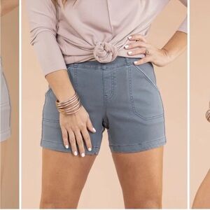 Spanx blue twill shaping shorts